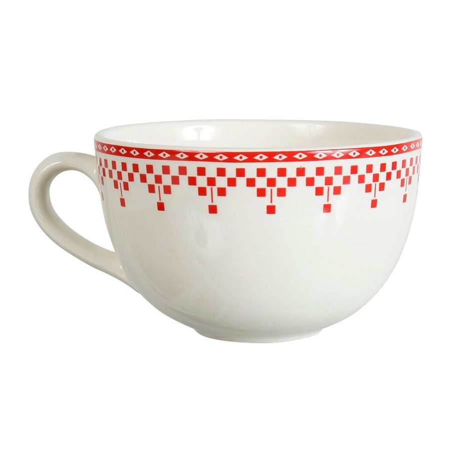 Arts De La Table Fabrique De Styles Tasses Et Mugs | Tasse Et Sous-Tasse En Faience Damier Rouge - Campagne