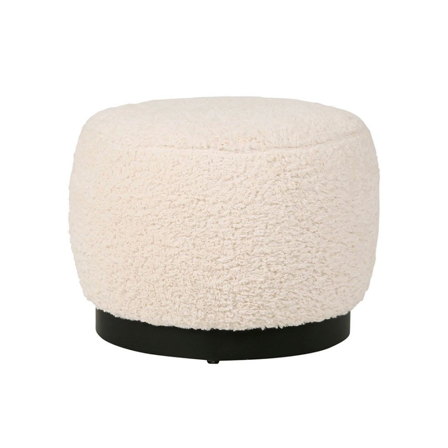 Meubles Fabrique De Styles Poufs Et Tabourets | Pouf D'Interieur En Tissu Bouclette Creme Et Noir - Cosine