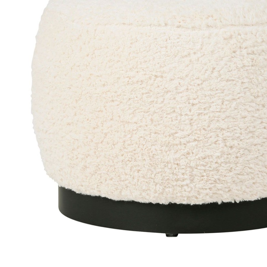 Meubles Fabrique De Styles Poufs Et Tabourets | Pouf D'Interieur En Tissu Bouclette Creme Et Noir - Cosine