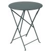 Jardin Fabrique De Styles Tables De Jardin | Table De Jardin Ronde Pliante En Acier Gris Orage - Bistro