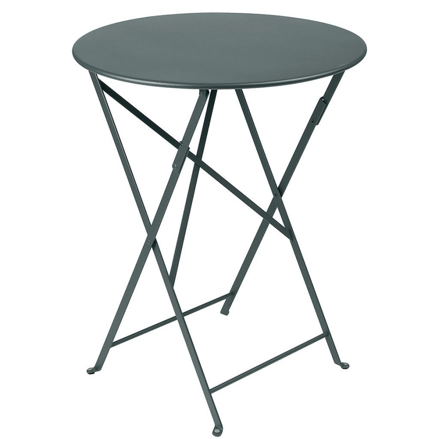 Jardin Fabrique De Styles Tables De Jardin | Table De Jardin Ronde Pliante En Acier Gris Orage - Bistro