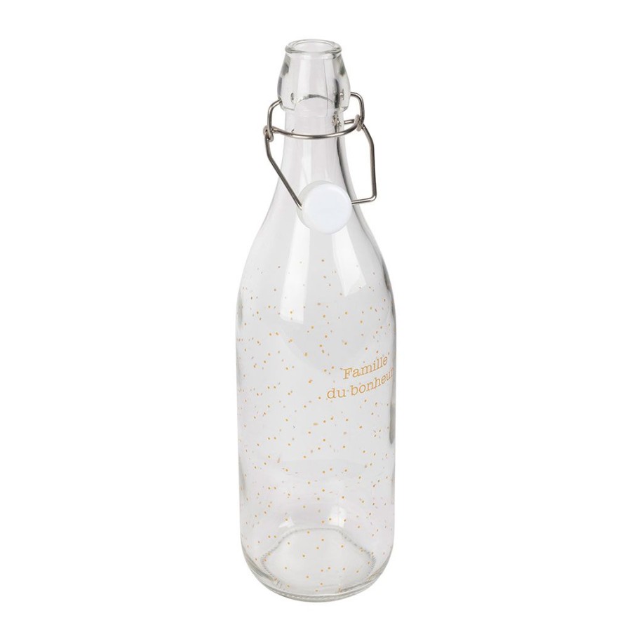 Arts De La Table Fabrique De Styles Carafes Et Pichets | Bouteille En Verre Avec Details Dore 1L - Famille