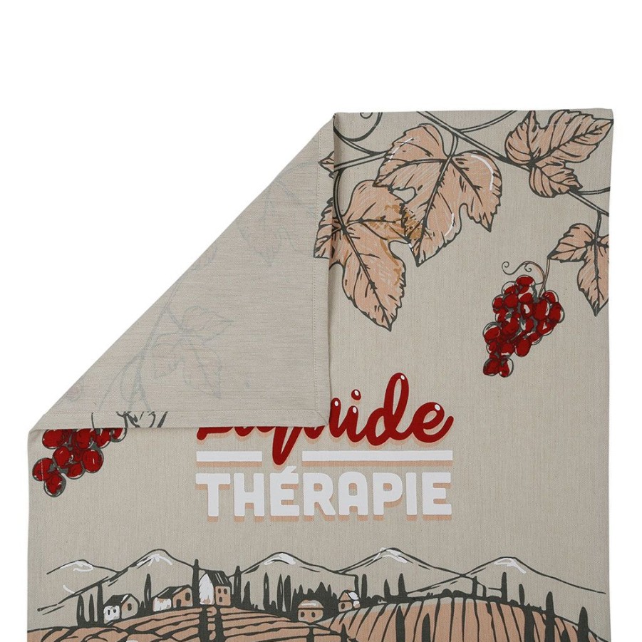 Textiles Fabrique De Styles Torchons&Tabliers Et Maniques | Torchon En Coton Beige Et Rouge 50X70Cm - Liquide Therapie