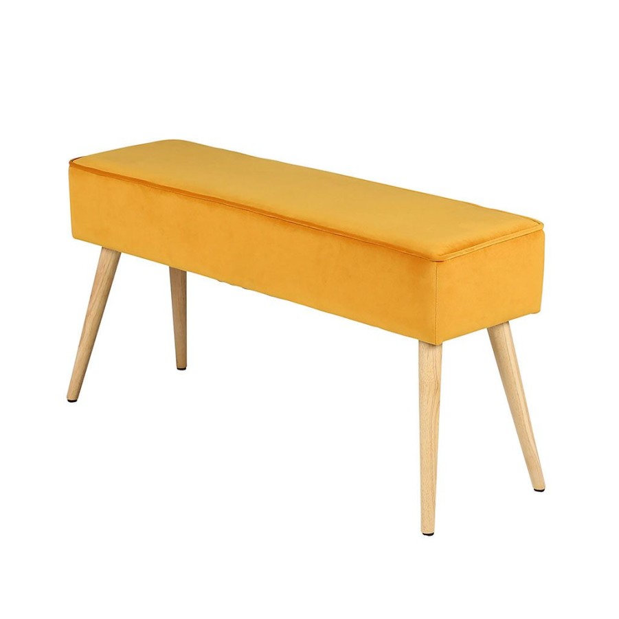 Meubles Fabrique De Styles Bancs Et Banquettes | Banc Scandinave Velours Moutarde - Popy