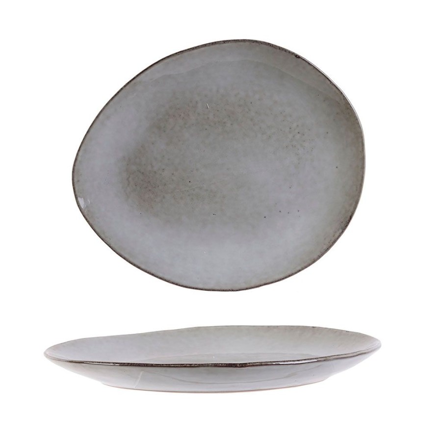 Arts De La Table Fabrique De Styles Assiettes | Assiette Galet En Gres Gris D22Cm - Au Gres Du Temps