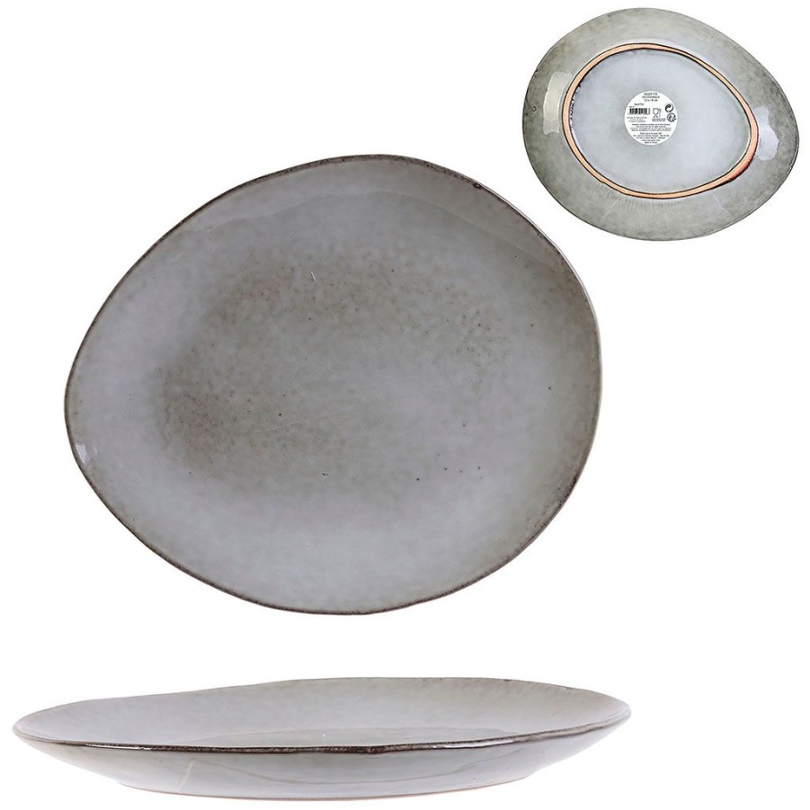 Arts De La Table Fabrique De Styles Assiettes | Assiette Galet En Gres Gris D22Cm - Au Gres Du Temps