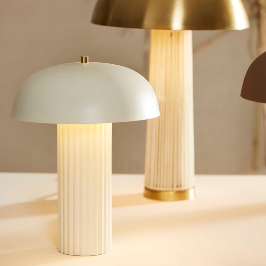 Luminaires Fabrique De Styles | Lampe Champignon Vintage En Fer H38Cm Blanc - Arty