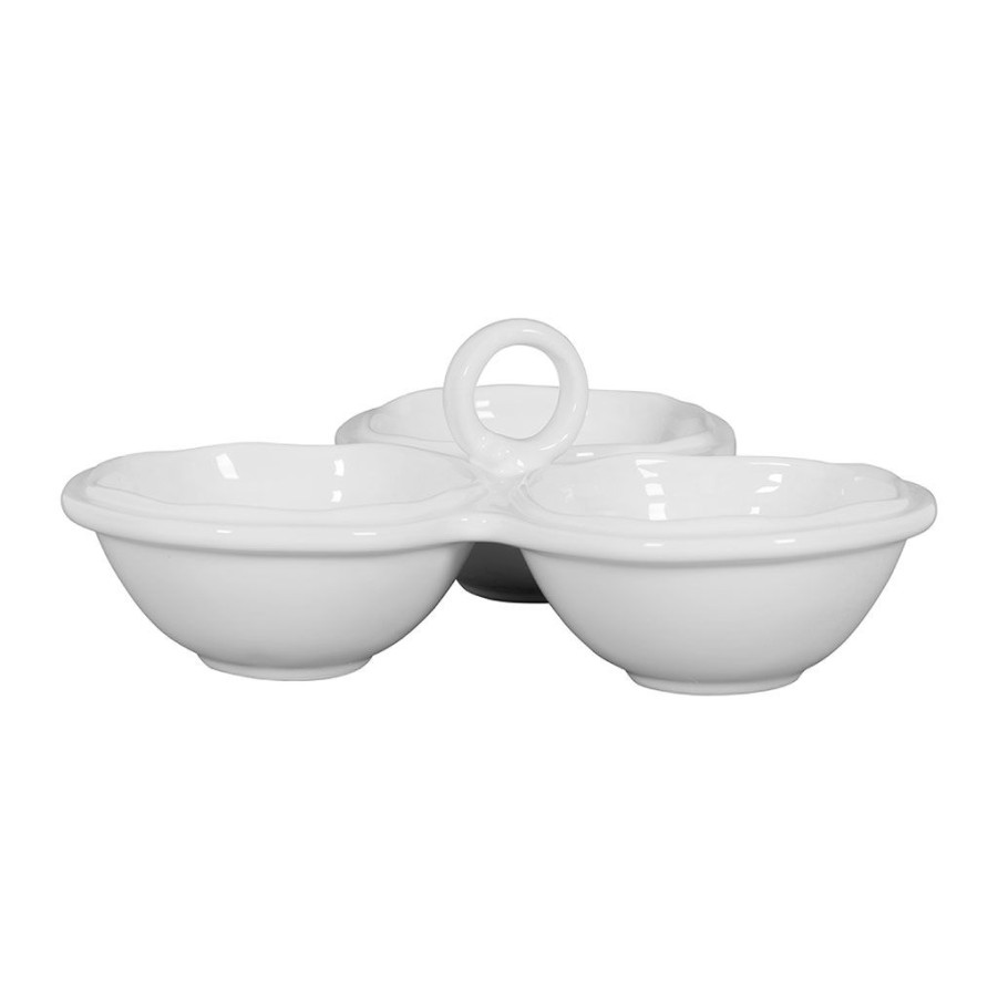 Arts De La Table Fabrique De Styles Bols Et Coupelles | Coupelle Triple En Faience Blanc D26.5Cm - Darcy