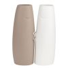 Deco Fabrique De Styles Vases Et Soliflores | Lot De 2 Vases Visage En Gres, Gris Et Blanc