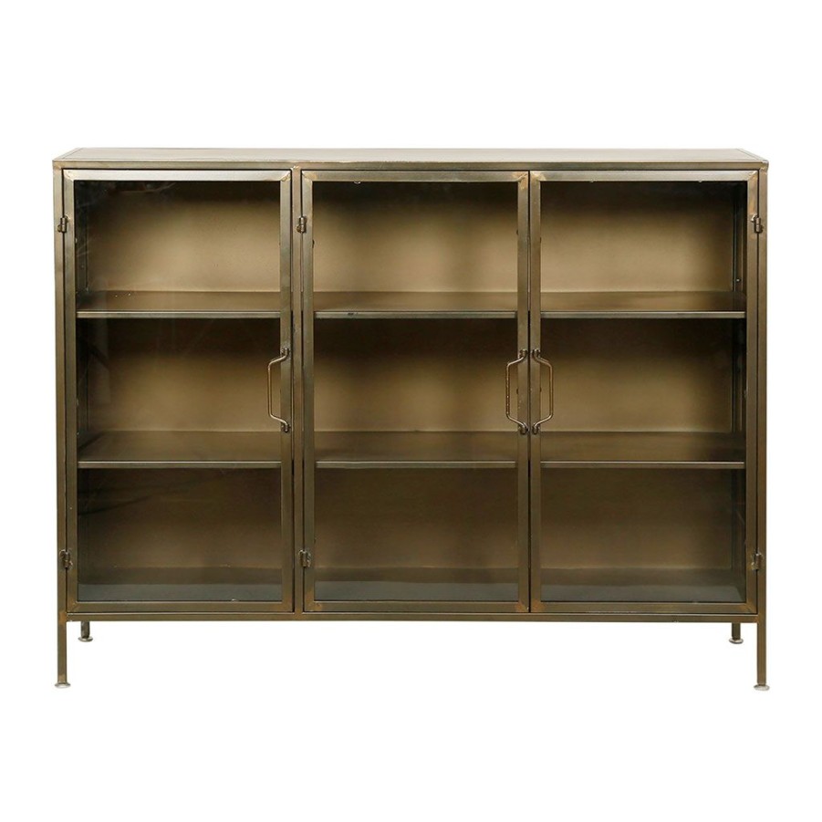 Meubles Fabrique De Styles Buffets Et Vitrines | Buffet Bas En Fer Mordore Et Verre L123.5Cm - Dagenham