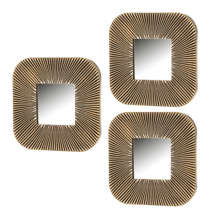 Deco Fabrique De Styles | Set De 3 Miroir Dore En Polypropylene 25X25Cm