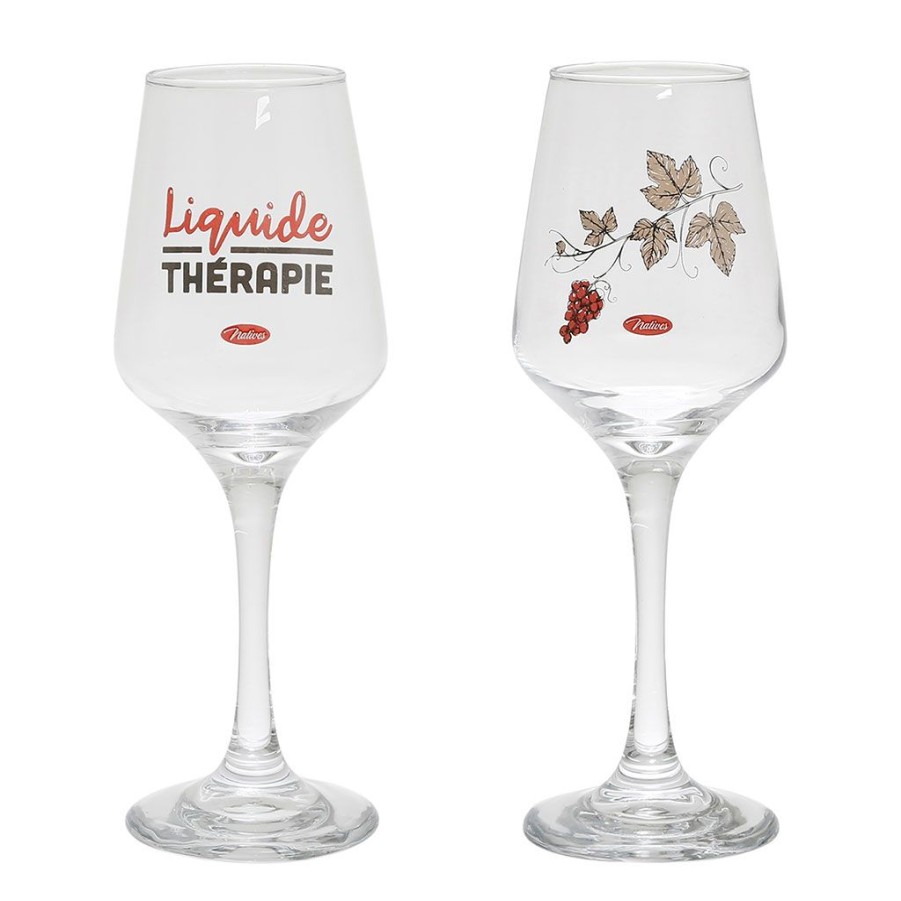 Arts De La Table Fabrique De Styles Verres A Eau Et Gobelets | Lot De 2 Verres A Pied Imprimes Beige Et Rouge 25Cl - Liquide Therapie