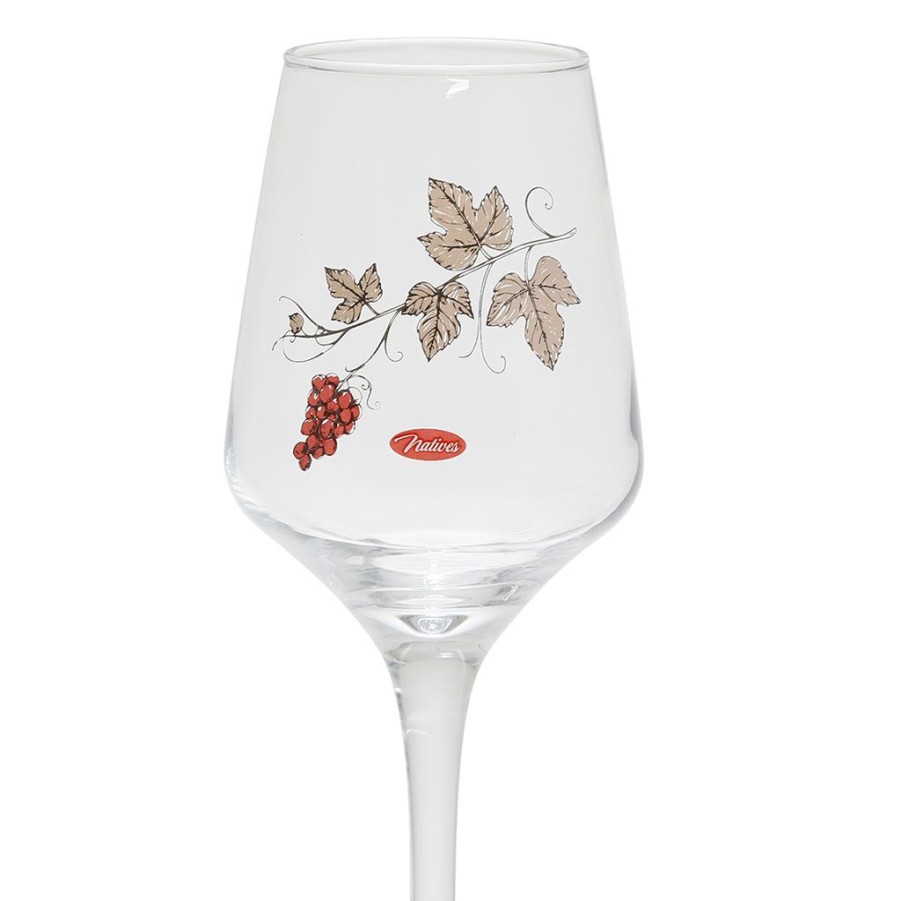 Arts De La Table Fabrique De Styles Verres A Eau Et Gobelets | Lot De 2 Verres A Pied Imprimes Beige Et Rouge 25Cl - Liquide Therapie