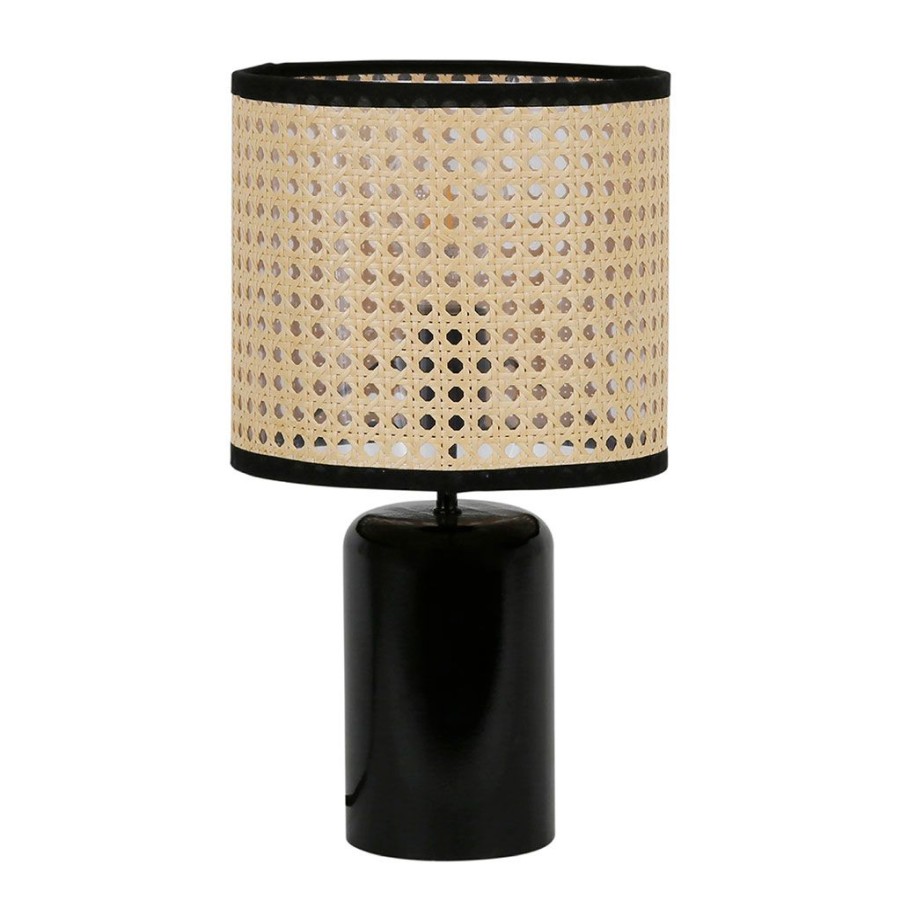 Luminaires Fabrique De Styles | Lampe A Pose Cannage H35.5Cm Noir - Solor