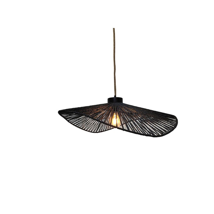 Luminaires Fabrique De Styles | Suspension En Corde De Papier Et Fer D71Cm Noir - Calyp