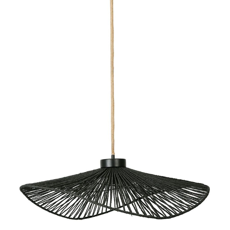 Luminaires Fabrique De Styles | Suspension En Corde De Papier Et Fer D71Cm Noir - Calyp