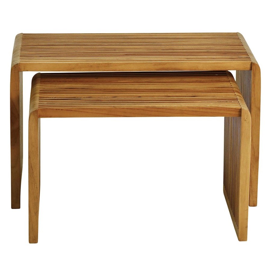 Meubles Fabrique De Styles Table Basses | Lot De 2 Tables Basses Gigognes En Teck Naturel - Soan