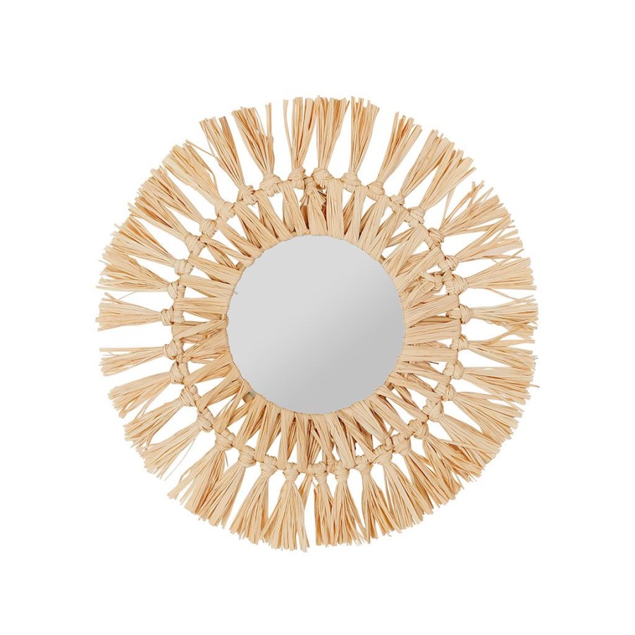 Deco Fabrique De Styles | Miroir Rond En Raphia Naturel D30Cm