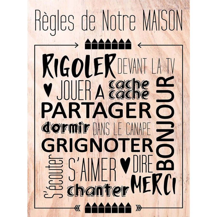 Deco Fabrique De Styles Deco A Suspendre Et Adhesive | Decoration Murale Wording Regles Maison 30X40