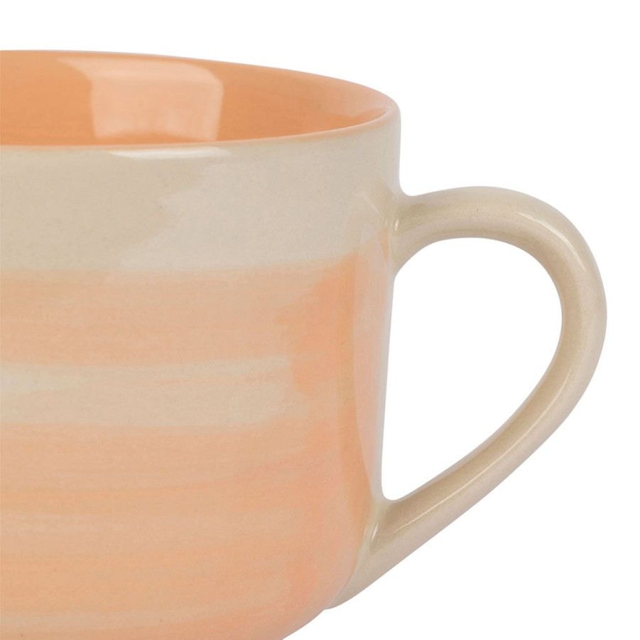 Arts De La Table Fabrique De Styles Tasses Et Mugs | Tasse Dejeuner X3 Sweet Leaves Terracotta+Vert+Corail 60Cl-D12Xh8.5Cm Gres