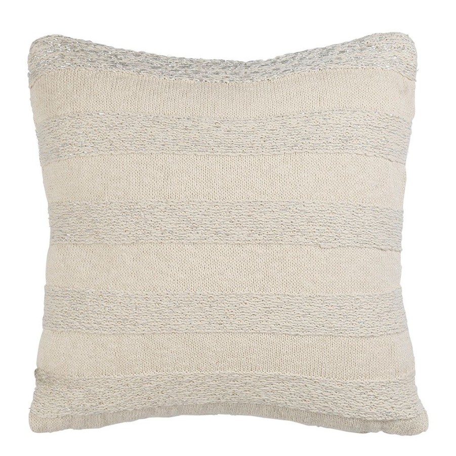 Textiles Fabrique De Styles | Housse De Coussin En Coton Naturel Et Argente 45X45Cm - Ombelio