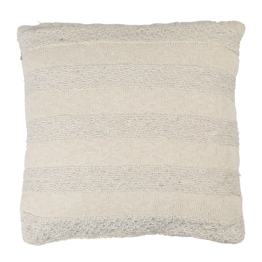 Textiles Fabrique De Styles | Housse De Coussin En Coton Naturel Et Argente 45X45Cm - Ombelio