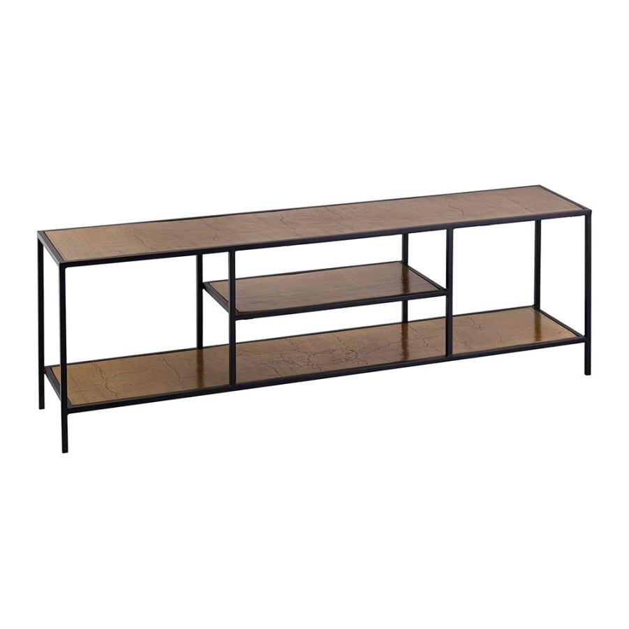 Meubles Fabrique De Styles Meubles Tv | Meuble Tv En Acier Et Aluminium Dore L150Cm - Felia