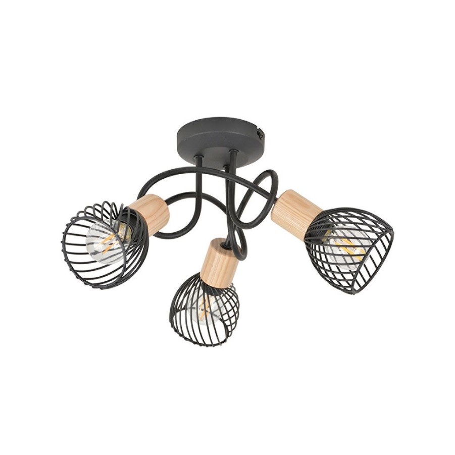 Luminaires Fabrique De Styles | Plafonnier 3 Lumieres En Metal H21 Cm Mat Noir - Kento