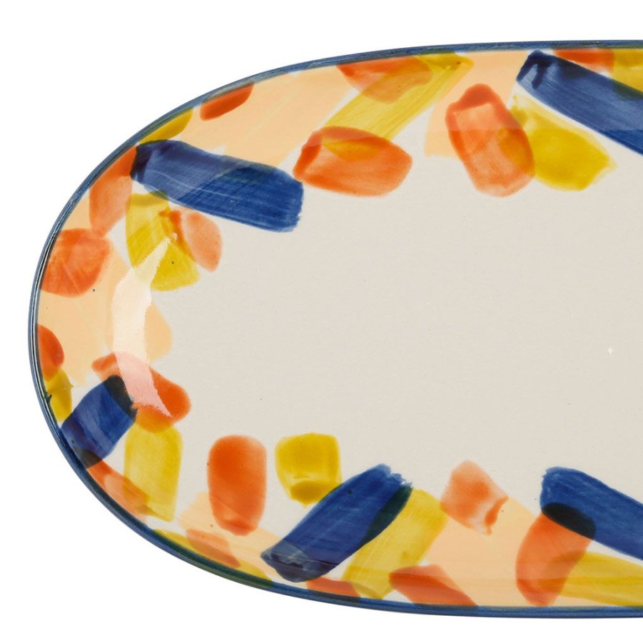 Arts De La Table Fabrique De Styles Plats Et Saladiers | Plats Ovales X2 Multicolore En Gres - Belle Vie