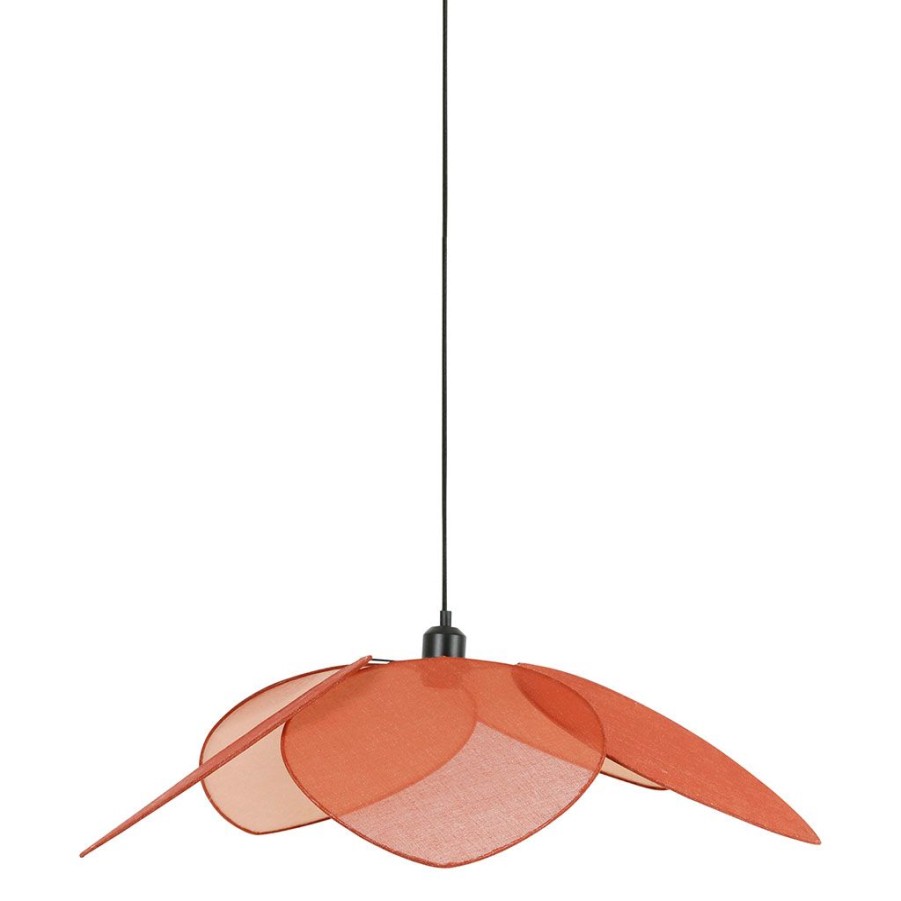 Luminaires Fabrique De Styles | Suspension En Lin Japandi D70Cm Terracotta