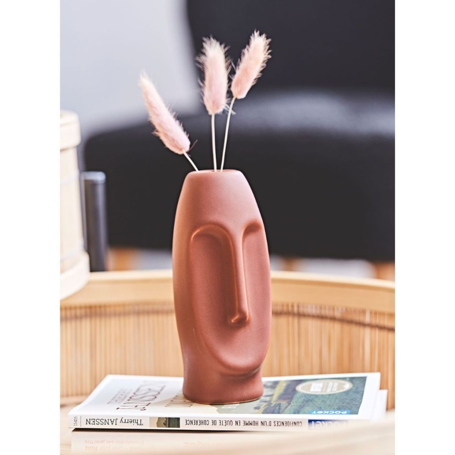 Deco Fabrique De Styles Vases Et Soliflores | Vase Face Terracotta 6X5.5Xh13.5Cm Gres