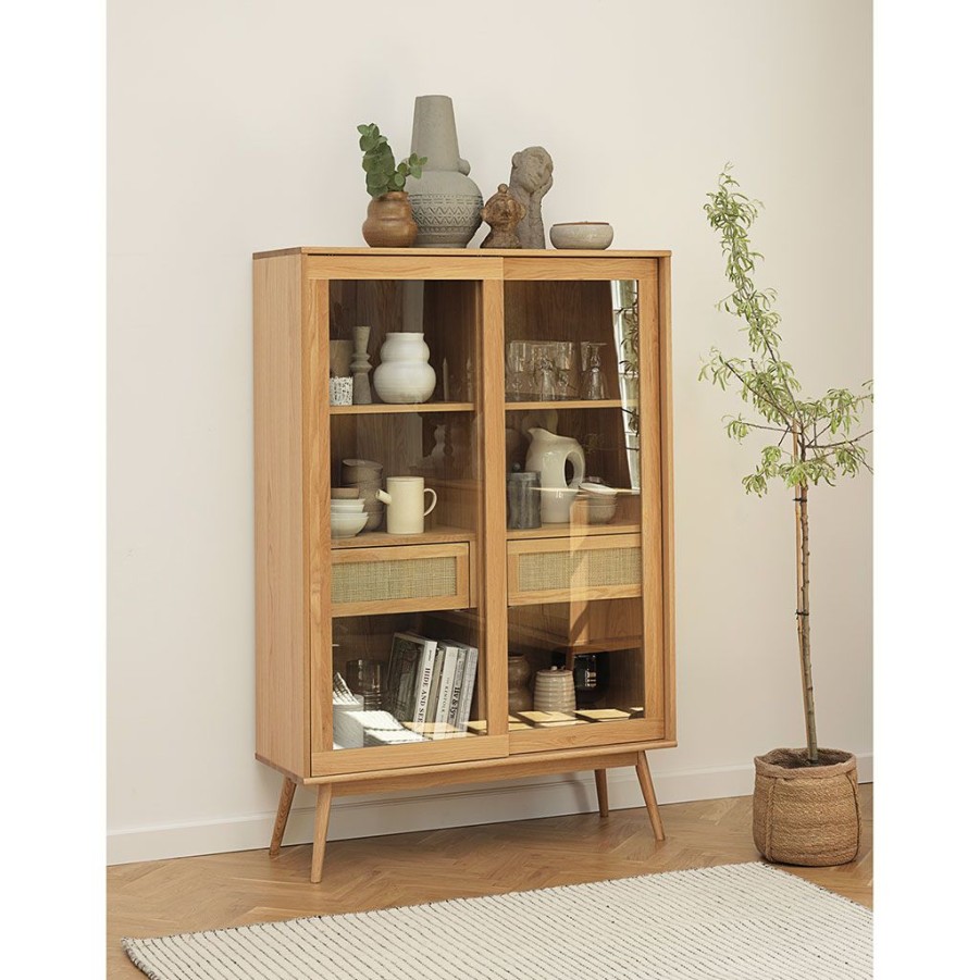 Meubles Fabrique De Styles Buffets Et Vitrines | Meuble Haut En Placage Chene Naturel H160Cm - Barrali