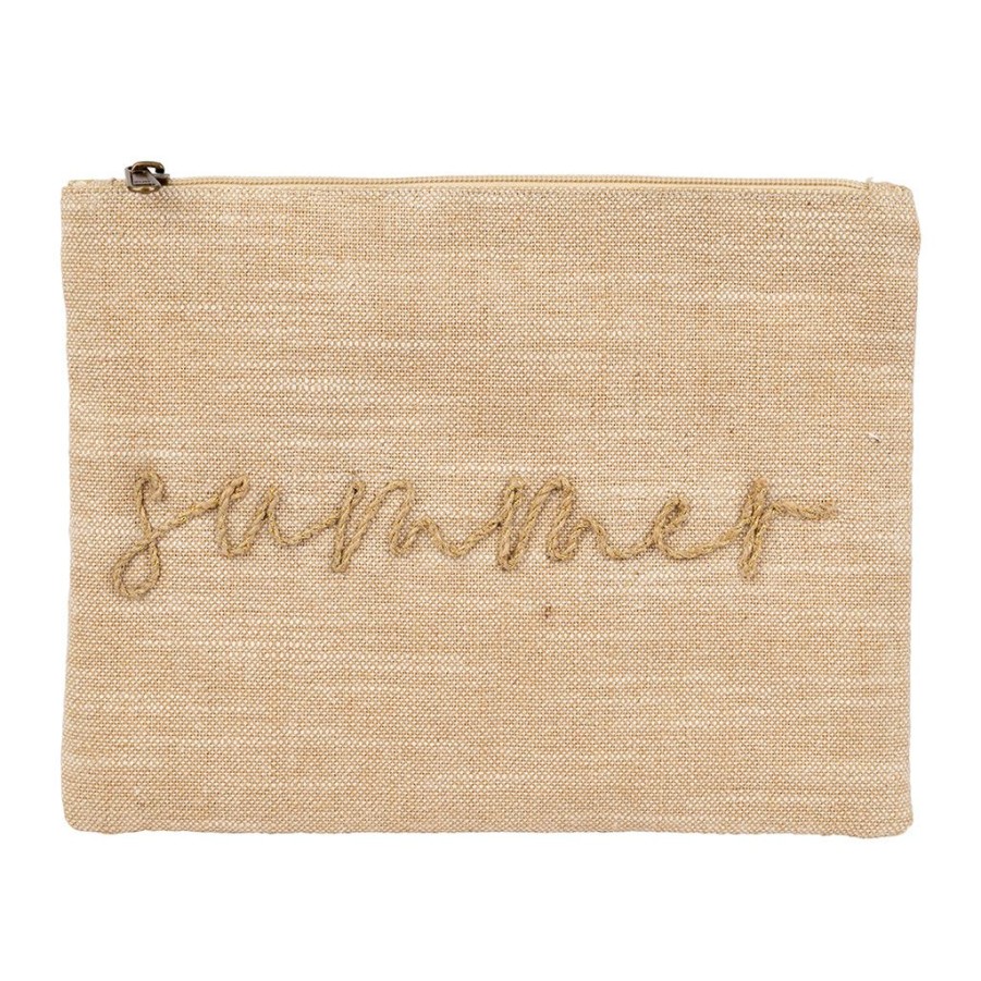 Accessoires Et Loisirs Fabrique De Styles Sacs Et Pochettes | Pochette Brodee Medi Summer Naturel 28X20Cm Coton