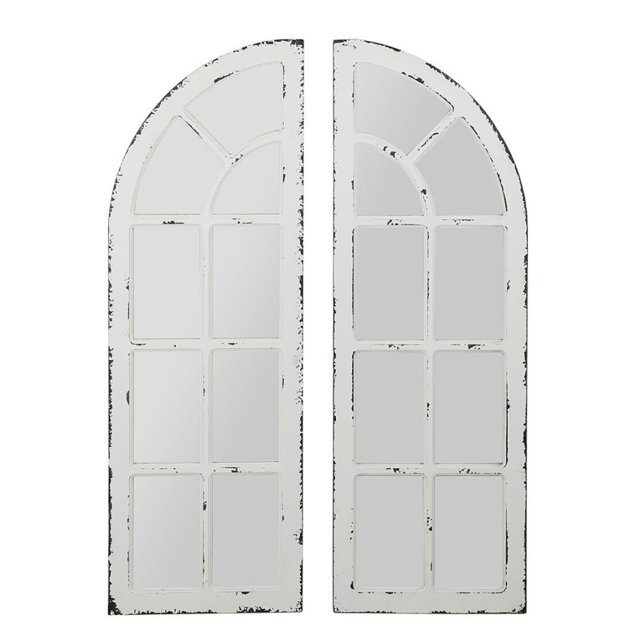 Deco Fabrique De Styles | Miroirs X2 Blanc Patine 40X117Cm - Orangerie