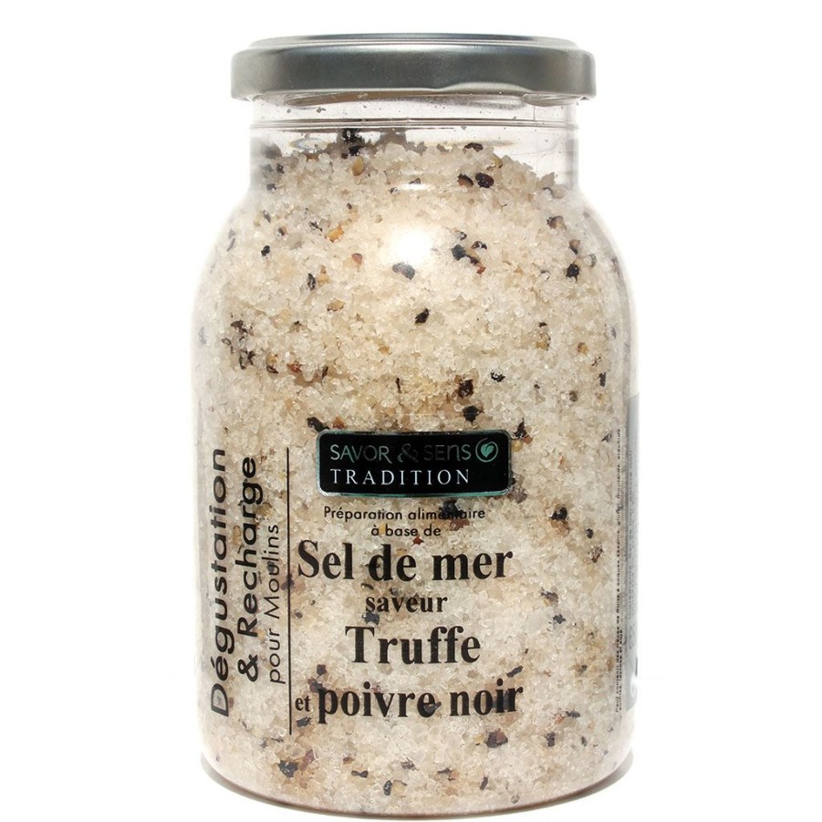 Epicerie Fabrique De Styles Condiments Et Epices | Recharge De Sel A La Brisure De Truffe Et Au Poivre Noir