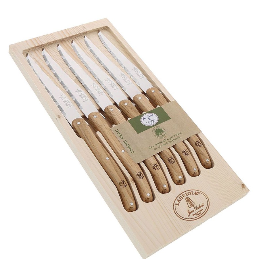 Arts De La Table Fabrique De Styles Couverts | Coffret De 6 Couteux A Steak Avec Manche En Chene De Laguiole