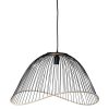 Luminaires Fabrique De Styles | Suspension En Fer Et Rotin H35Cm Noir - Filen