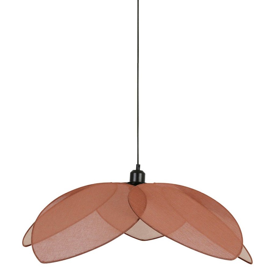 Luminaires Fabrique De Styles | Suspension Japandi En Lin D70Cm Brun