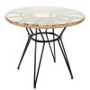 Jardin Fabrique De Styles Tables De Jardin | Table De Repas Ronde En Resine Tressee Avec Plateau En Verre - Saya