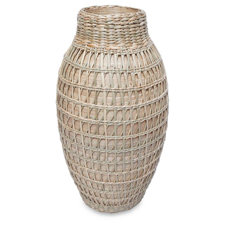 Deco Fabrique De Styles Vases Et Soliflores | Vase Hugo En Bambou Et Paille - H34Cm