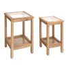 Meubles Fabrique De Styles Bouts De Canape Et Tables D'Appoint | Lot De 2 Tables D'Appoint En Sapin Et Verre Naturel - Firmin