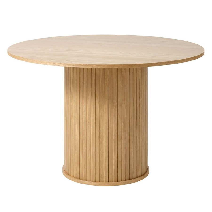 Meubles Fabrique De Styles Table De Salle A Manger | Table A Manger Ronde En Placage Chene Naturel D120Cm - Nola