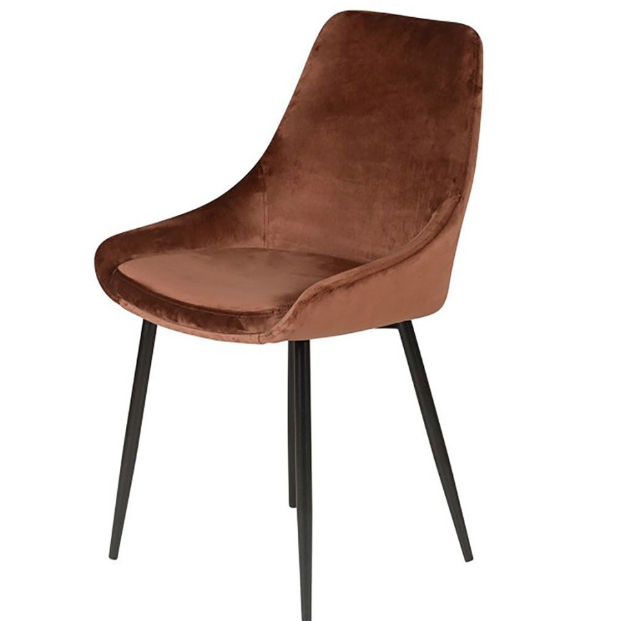 Meubles Fabrique De Styles Chaises | Chaise Salle A Manger En Velours Marron - Ben