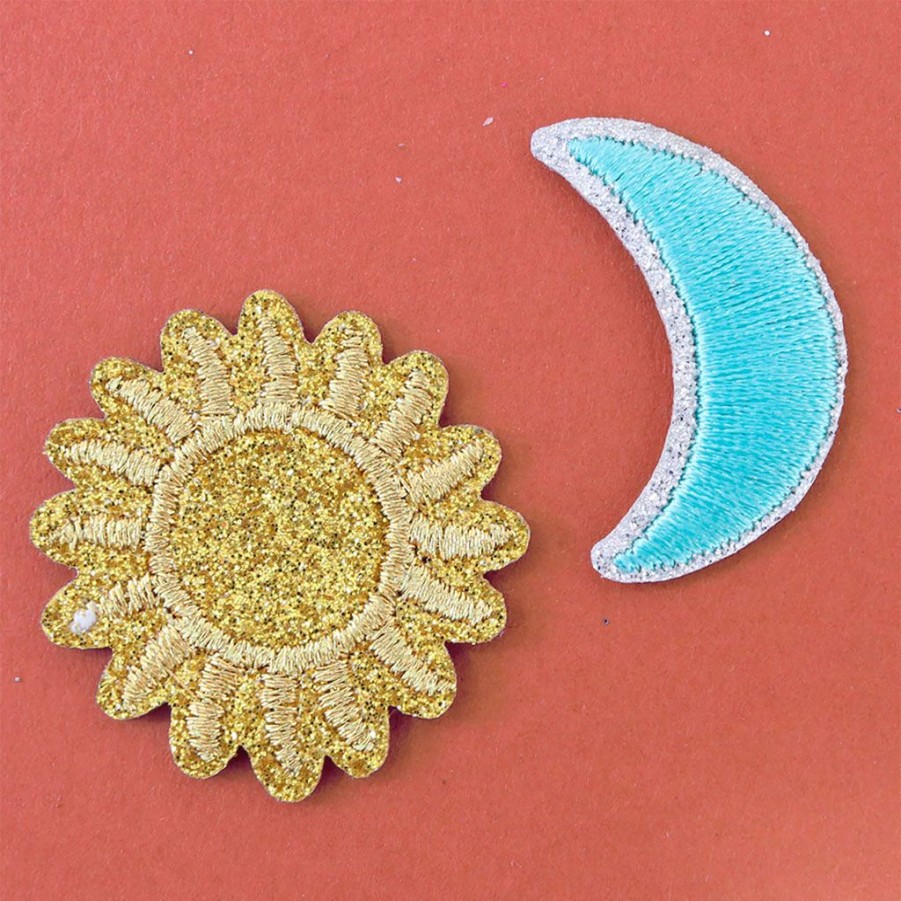 Accessoires Et Loisirs Fabrique De Styles Accessoires | Ecusson Thermocollant A Paillettes - Soleil Et Lune