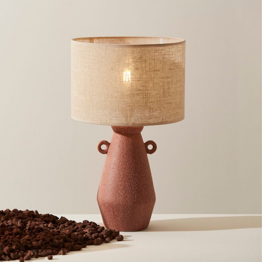 Luminaires Fabrique De Styles | Pied De Lampe En Porcelaine H35Cm Terracotta - Terre Brulee