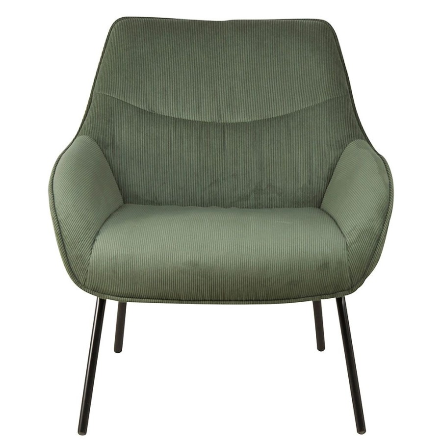 Meubles Fabrique De Styles Fauteuils | Fauteuil En Velours Cotele Vert Sapin - Martin