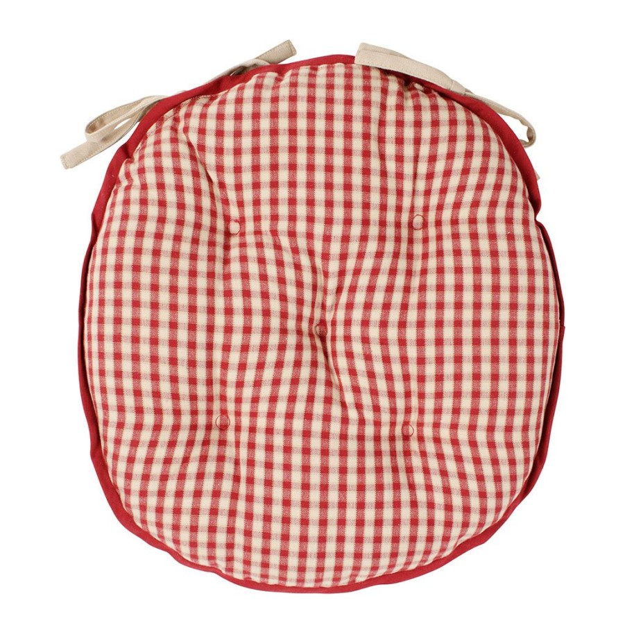 Textiles Fabrique De Styles | Galette De Chaise Ronde Mami Rouge En Coton