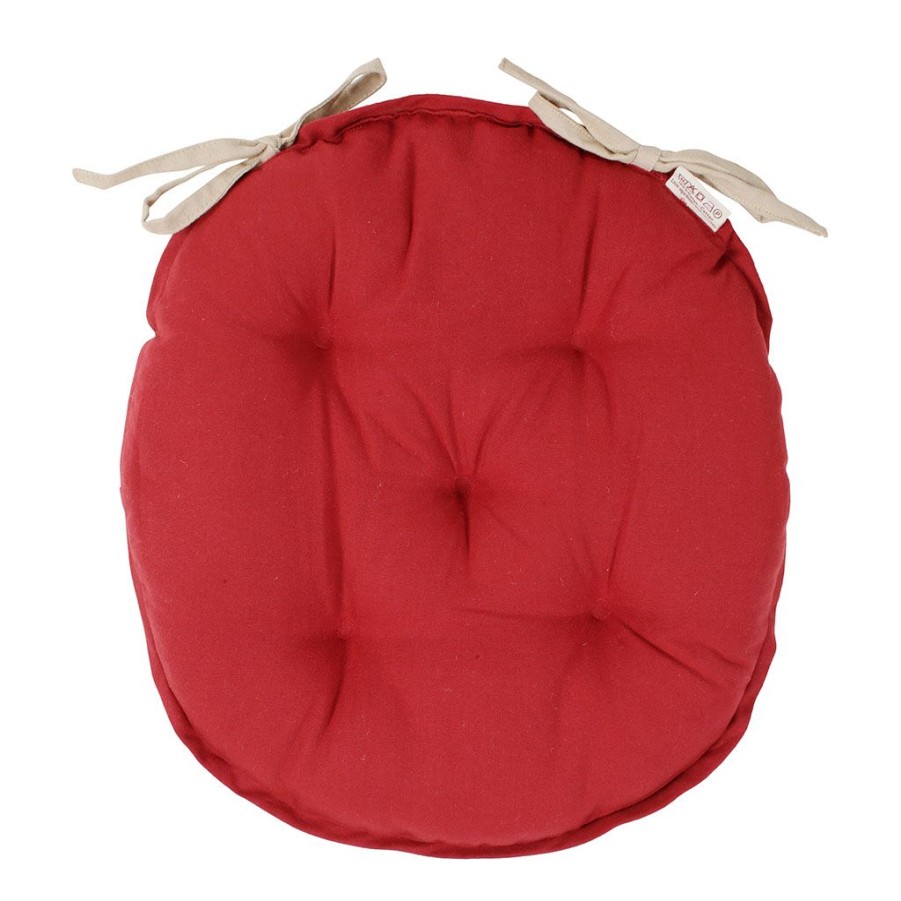 Textiles Fabrique De Styles | Galette De Chaise Ronde Mami Rouge En Coton