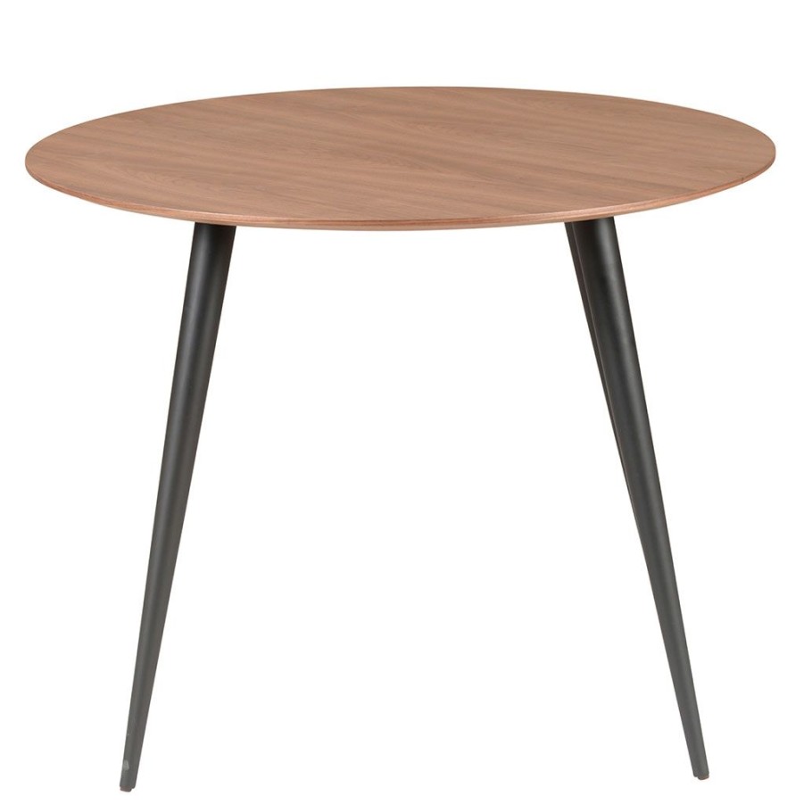 Meubles Fabrique De Styles Table De Salle A Manger | Table A Manger Ronde En Noyer Et Pieds Hetre Noir D100Cm - Caly