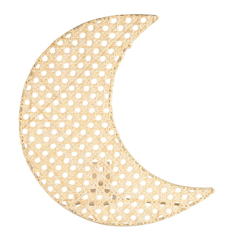 Luminaires Fabrique De Styles | Applique Lune En Rotin Et Fer Naturel H11Cm - Songes